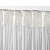 BYMOTT Tenda, 2 teli, bianco/grigio chiaro a righe/con nastro arricciatende, 120x300 cm