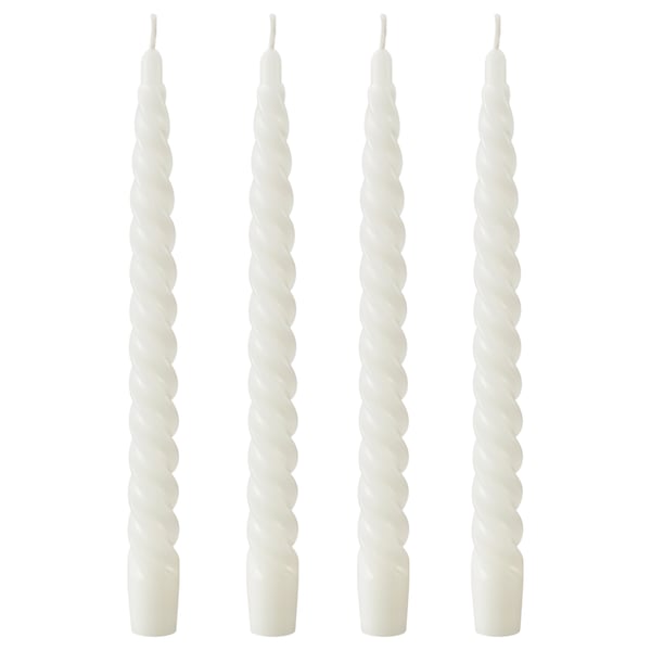 CONTORTATALL Candela lampadario senza profumo, a spirale/bianco, 25 cm