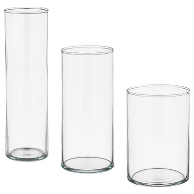 CYLINDER Set di 3 vasi, vetro trasparente