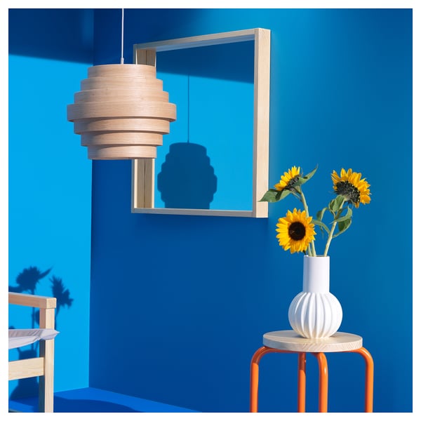 DYKARKLOCKA / HEMMA Lampada a sospensione, impiallacciato rovere mord bianco/bianco, 40 cm