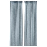 DYTÅG Tenda, 2 teli, grigio-blu/con nastro arricciatende, 145x300 cm
