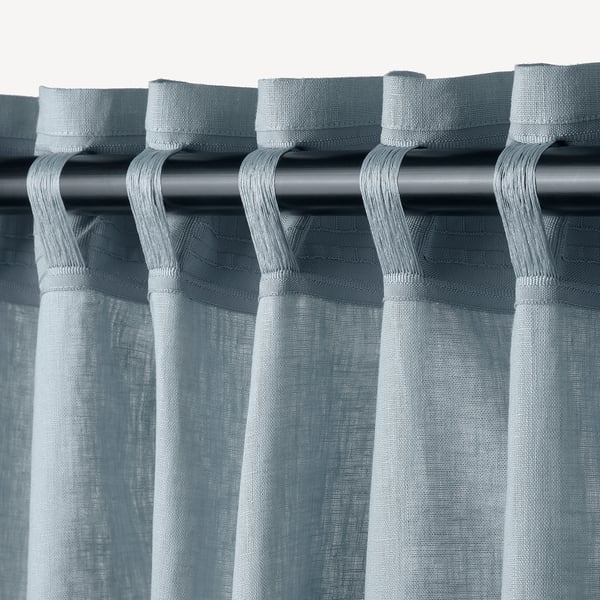 DYTÅG Tenda, 2 teli, grigio-blu/con nastro arricciatende, 145x300 cm