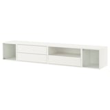 EKET Combinazione audio/video, bianco/vetro trasparente, 210x35x35 cm