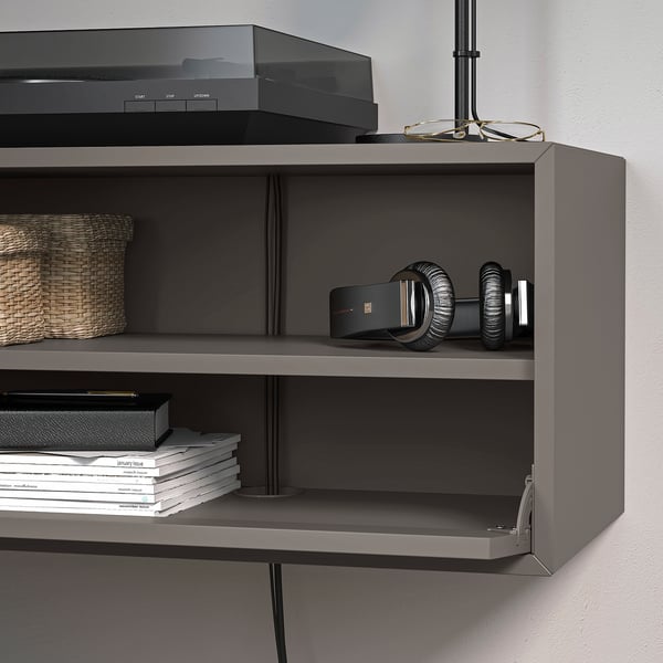 EKET Combinazione audio/video, grigio scuro/vetro trasparente, 210x35x35 cm