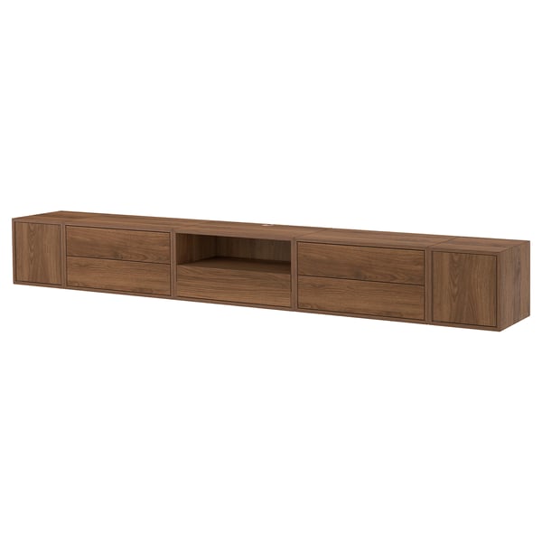 EKET Combinazione audio/video, marrone/effetto noce con ante, 280x35x35 cm