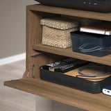 EKET Combinazione audio/video, marrone effetto noce/vetro trasparente, 210x35x35 cm