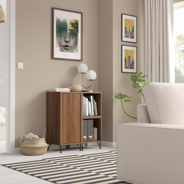 EKET Combinazione di mobili con gambe, effetto noce/metallo nero, 70x35x80 cm