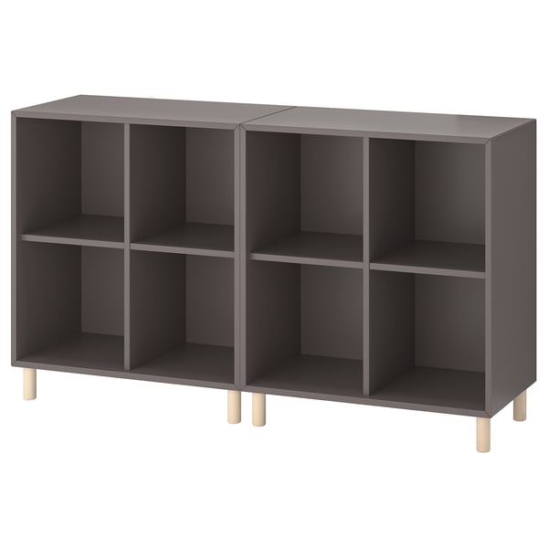 EKET Combinazione di mobili con gambe, grigio scuro/legno, 140x35x80 cm