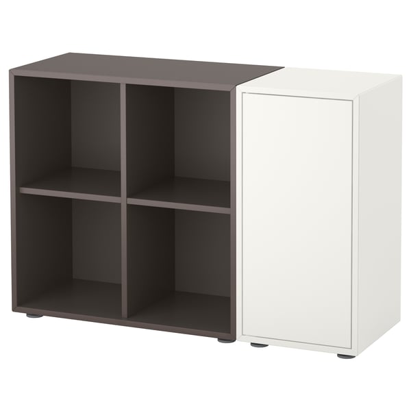 EKET Combinazione di mobili con piedini, bianco/grigio scuro, 105x35x72 cm