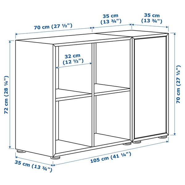 EKET Combinazione di mobili con piedini, bianco, 105x35x72 cm