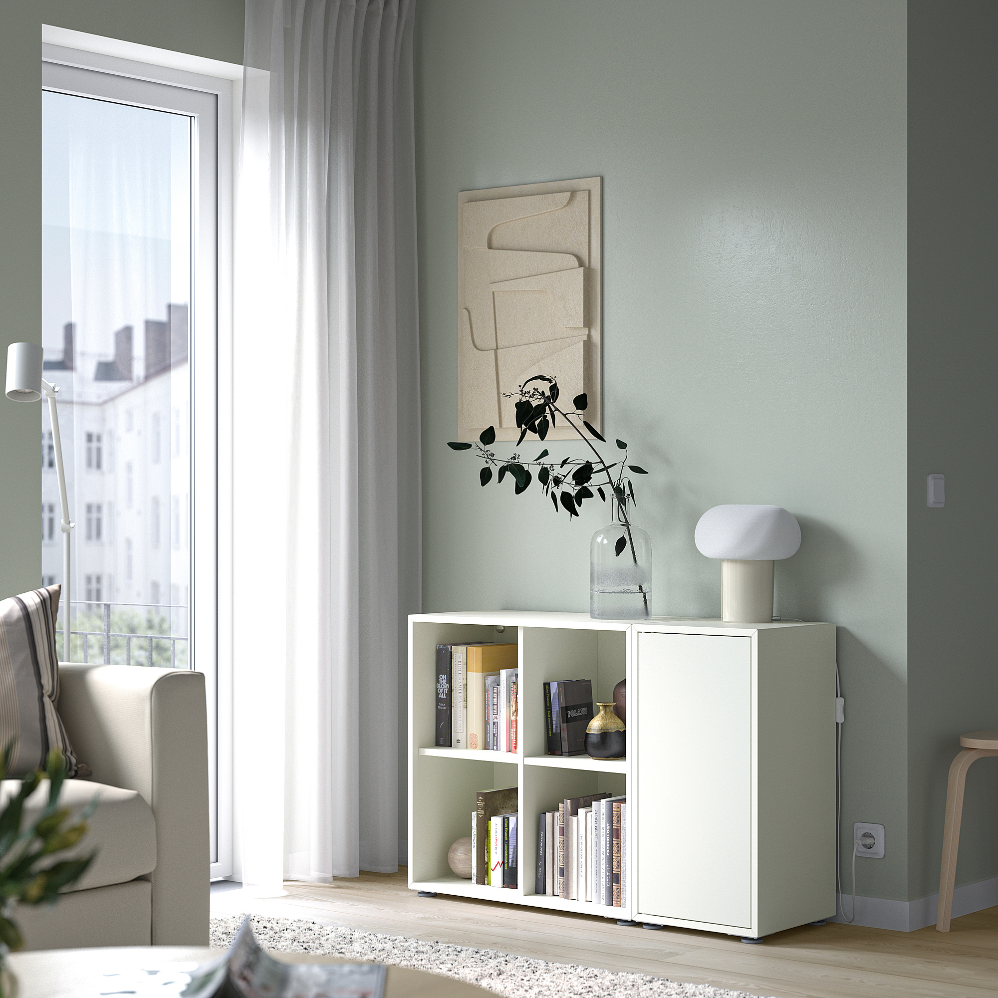 EKET Combinazione di mobili con piedini, bianco, 105x35x72 cm