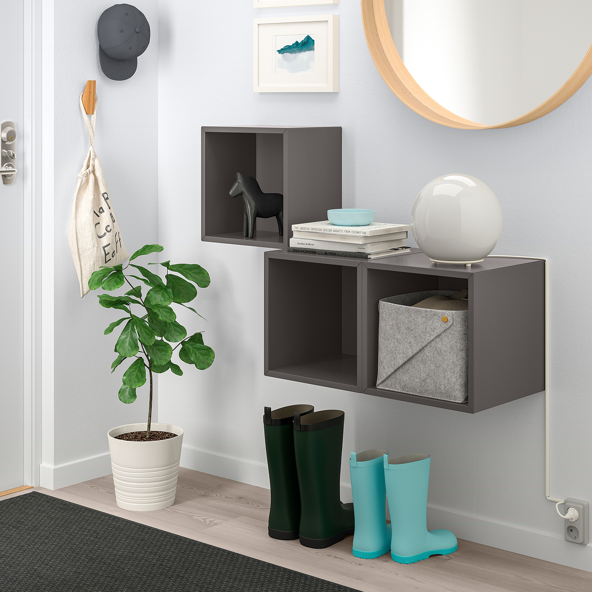 EKET Combinazione di mobili da parete, grigio scuro, 105x35x70 cm