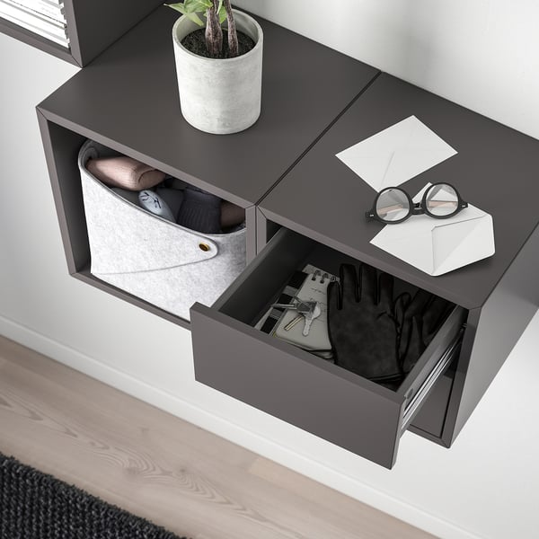 EKET Combinazione di mobili da parete, grigio scuro, 105x35x70 cm