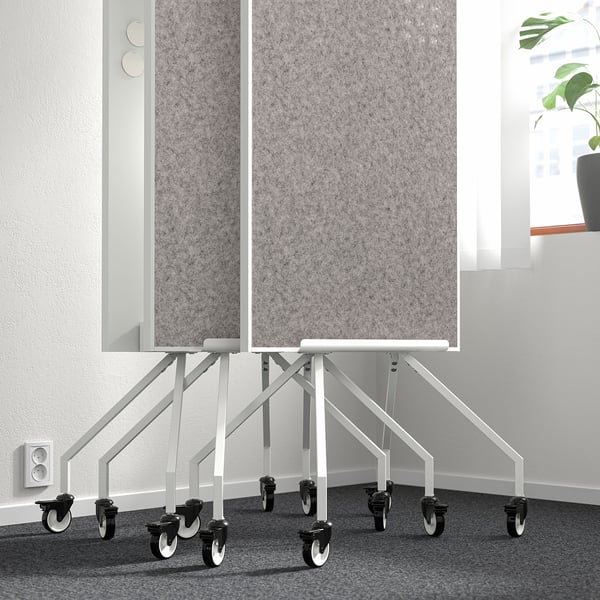 ELLOVEN Lavagna bianca/bacheca con rotelle, bianco, 70x180 cm
