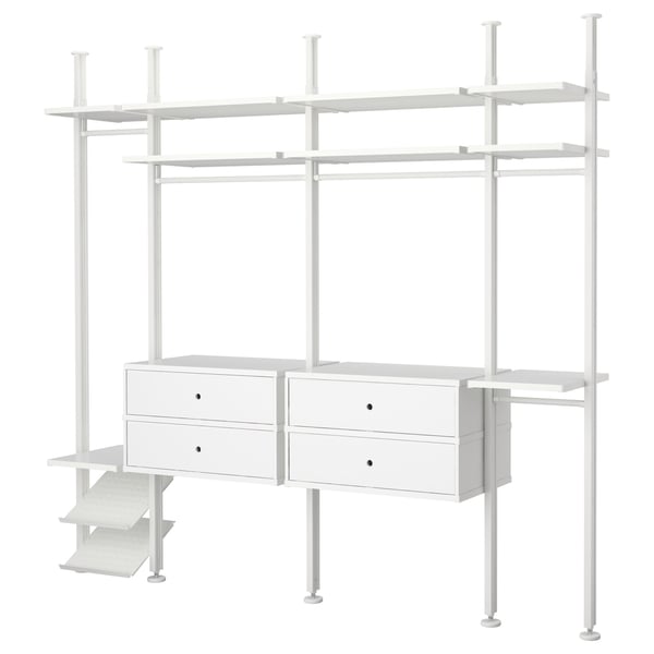 ELVARLI Combinazione di guardaroba, bianco, 262x51x222-350 cm