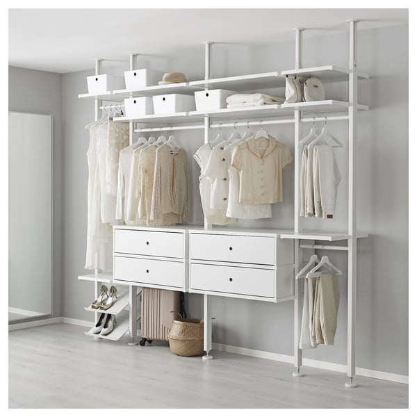 ELVARLI Combinazione di guardaroba, bianco, 262x51x222-350 cm