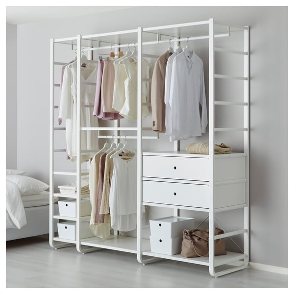 ELVARLI Combinazione di guardaroba, bianco, 205x55x216 cm