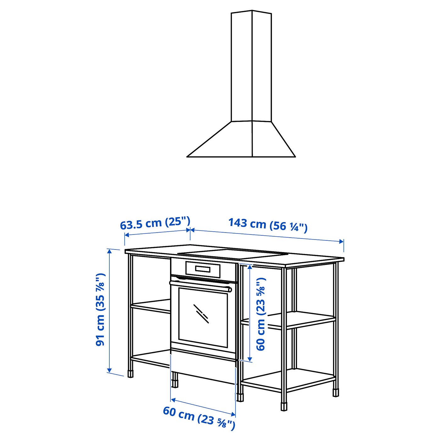 ENHET Combinazione p forno/piano cottura, bianco, 143x63.5x91 cm - IKEA  Svizzera