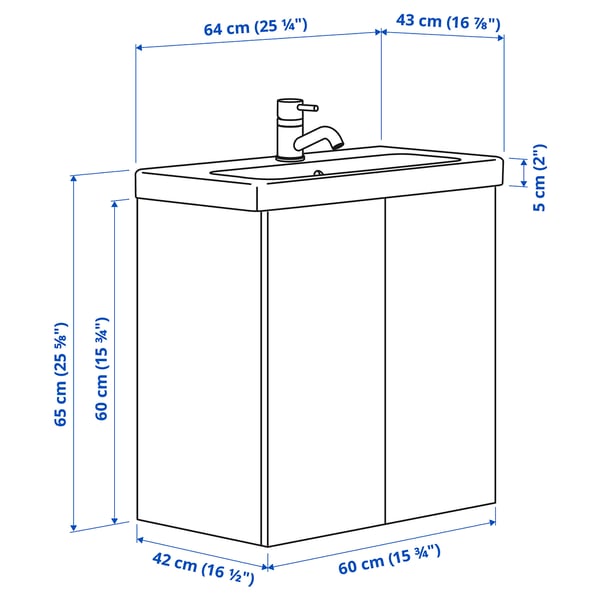 ENHET / TVÄLLEN Mobile lavabo/ante/lavabo/miscelat, bianco, 64x43x65 cm