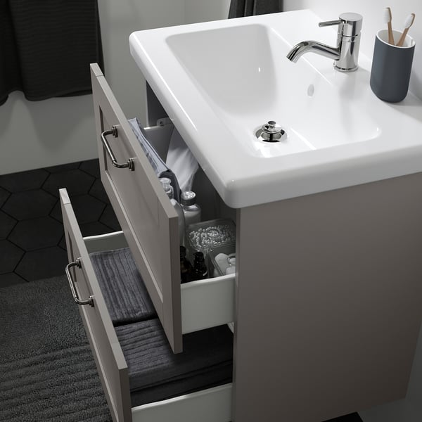 ENHET / TVÄLLEN Mobile lavabo/cassetti/lavabo/misc, grigio cornice/grigio, 64x43x65 cm