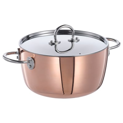 FINMAT Pentola con coperchio, rame/inox, 3 l