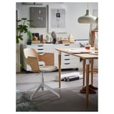 FJÄLLBERGET Sedia per riunioni, impiallacciato rovere mord bianco/Gunnared beige