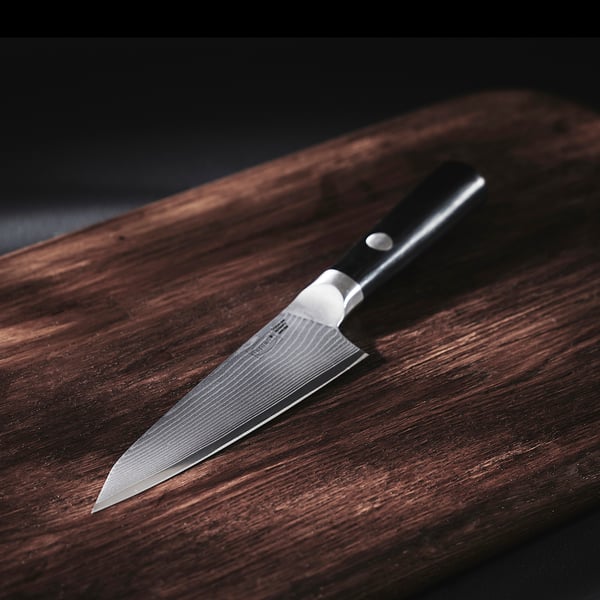 FJÄLLRÖDING Coltello multiuso, acciaio damasco/nero, 14 cm