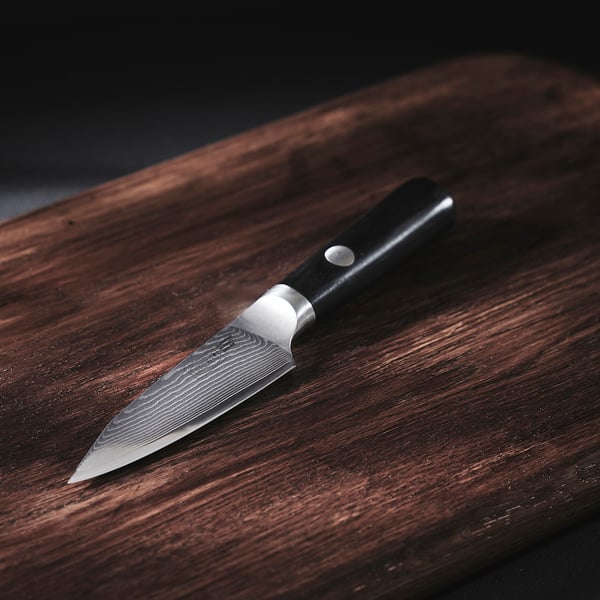 FJÄLLRÖDING Coltello per sbucciare, acciaio damasco/nero, 10 cm