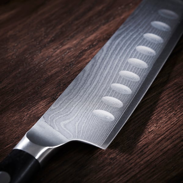 FJÄLLRÖDING Coltello Santoku, acciaio damasco/nero, 16 cm