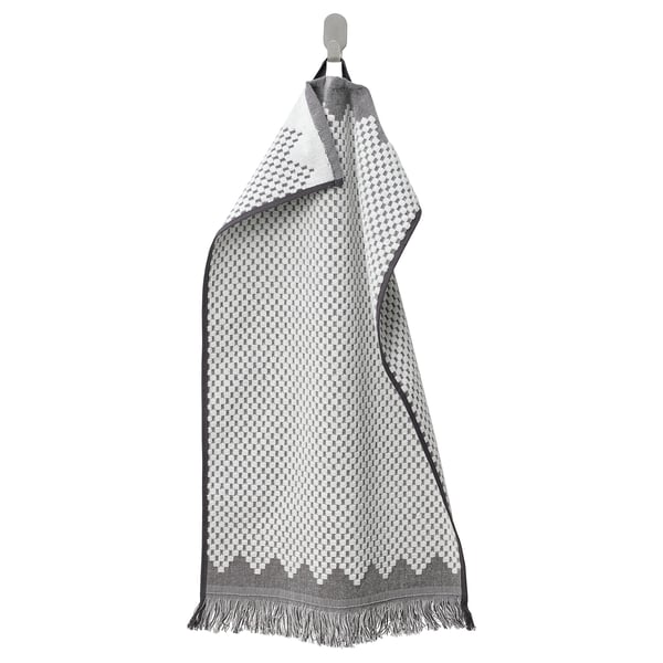 FJÄLLSTARR Asciugamano, bianco/grigio, 40x70 cm