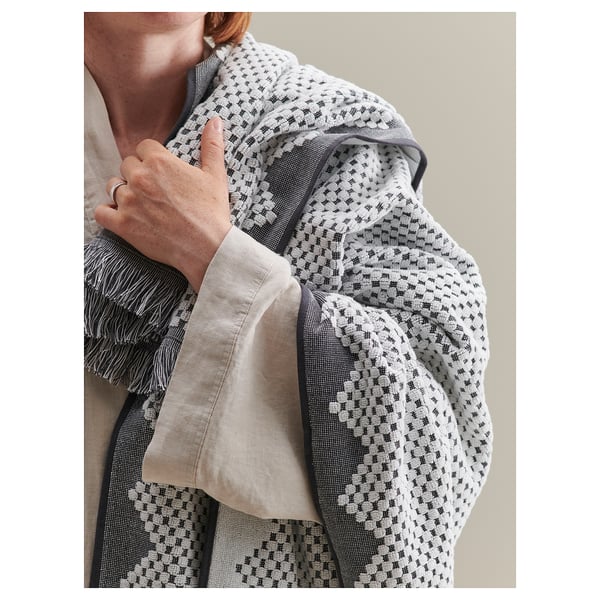 FJÄLLSTARR Asciugamano, bianco/grigio, 70x140 cm