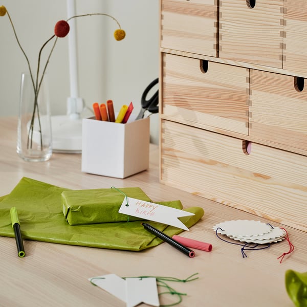 FÖNSTERFIKUS Set di 9 etichette con cordoncino, bianco