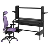 FREDDE / STYRSPEL Scrivania e sedia da gaming, nero/viola