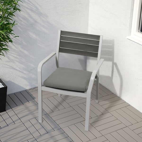 FRÖSÖN/DUVHOLMEN Cuscino per sedia da esterno, grigio scuro, 44x44 cm