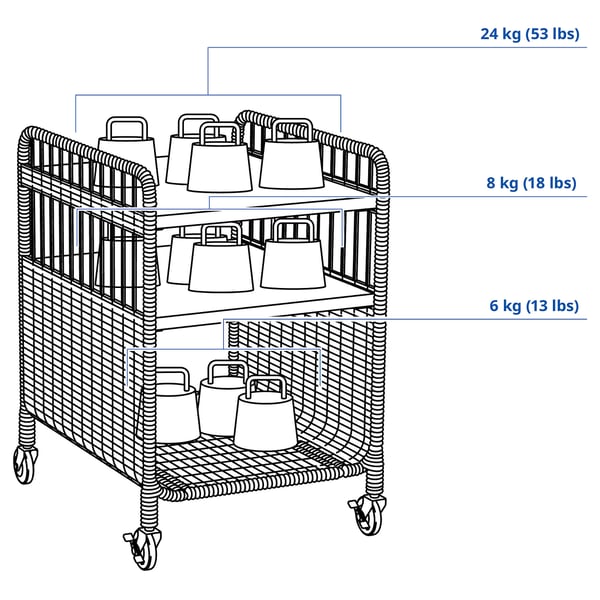 FRYKSÅS Elemento contenitore con rotelle, rattan, 37x53 cm