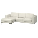 FULLERÖ Divano a 3 posti/chaise-longue, sx, Grann bianco/metallo