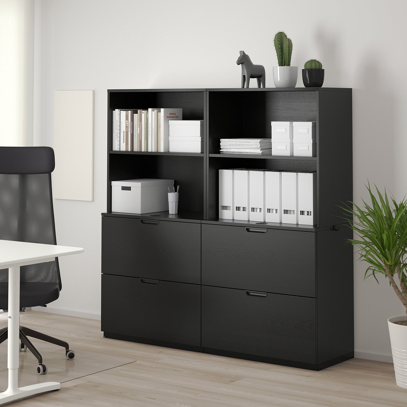 GALANT Combinazione con portadocumenti, impiallacc frassino/mordente nero,  160x160 cm - IKEA Svizzera