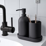 GANSJÖN Set per bagno, 3 pezzi, nero
