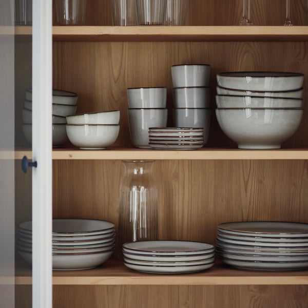 GLADELIG Piatto fondo, grigio, 21 cm