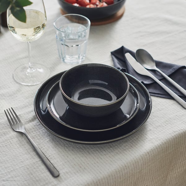 GLADELIG Piatto frutta, grigio scuro, 20 cm