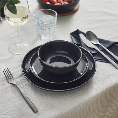 GLADELIG Piatto frutta, grigio scuro, 20 cm