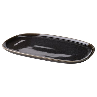 GLADELIG Piatto, grigio scuro, 31x19 cm