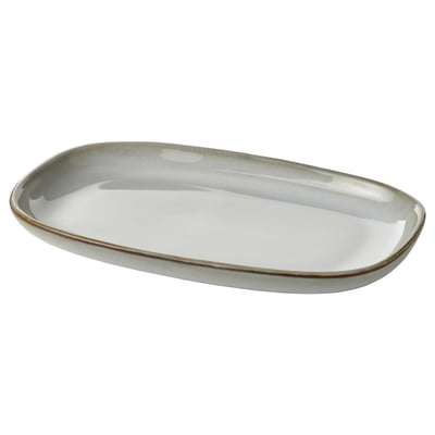 GLADELIG Piatto, grigio, 20x13 cm