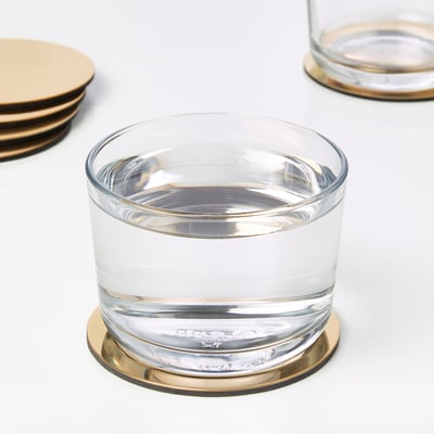 GLATTIS Sottobicchiere con supporto, color ottone, 8.5 cm