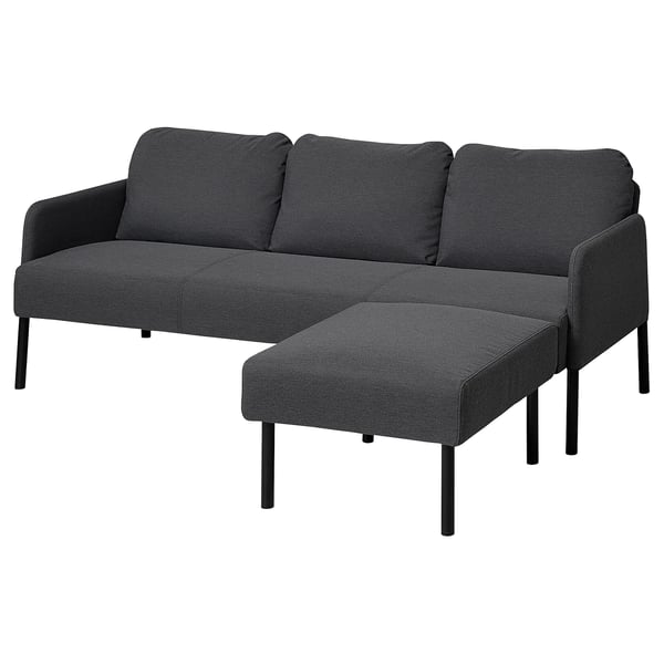 GLOSTAD Divano a 3 posti con chaise-longue, Knisa grigio scuro