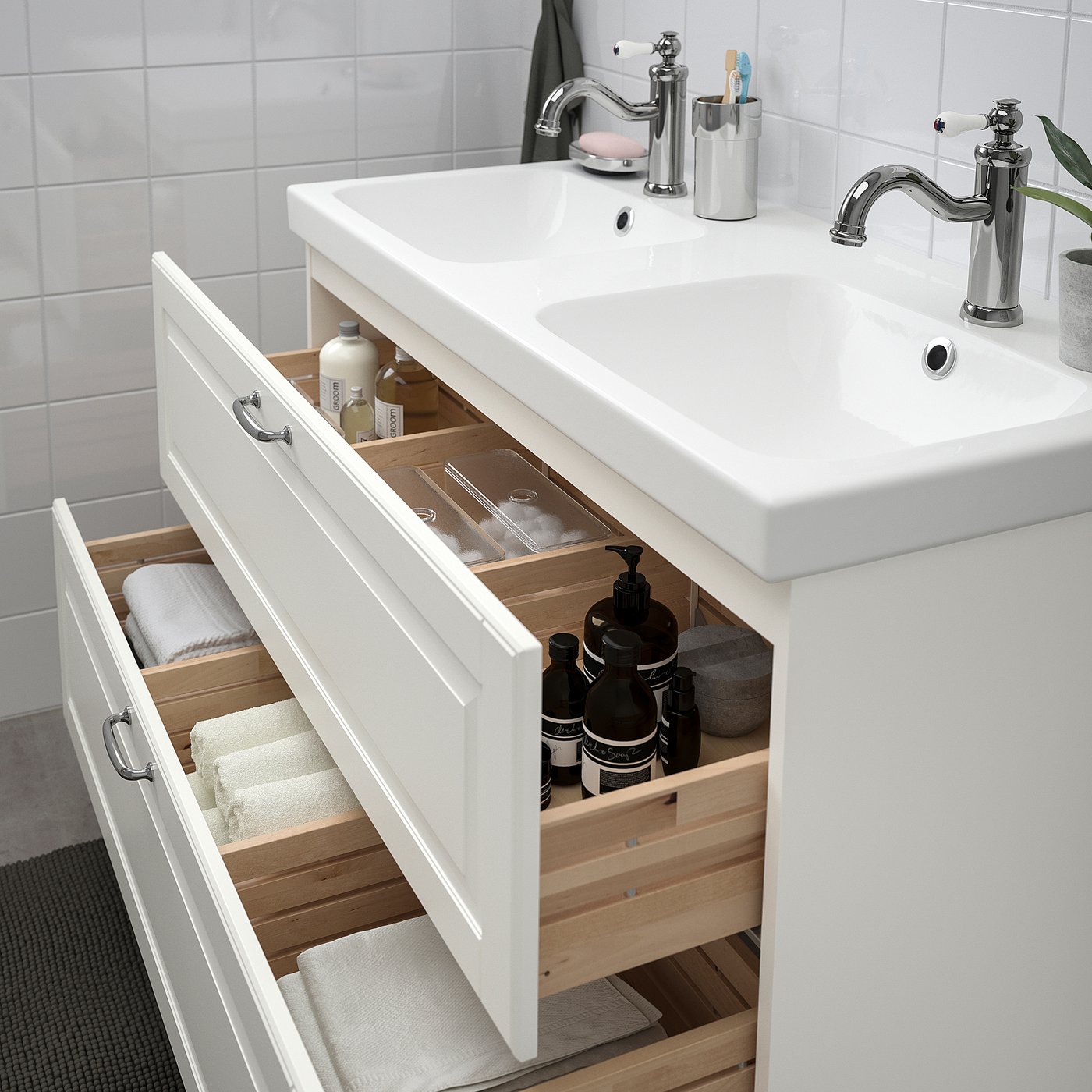 Bagno Con 2 Lavabi.Godmorgon Odensvik Mobile Per Lavabo Con 2 Cassetti Kasjon Bianco Miscel Hamnskar Ikea Svizzera