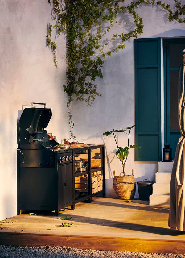 GRILLSKÄR Barbecue a gas, nero/inox da esterno, 72x61 cm