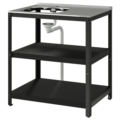 GRILLSKÄR Elemento per lavello, nero/inox da esterno, 86x61 cm