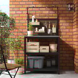 GRILLSKÄR Isola cucina con pannello di fondo, inox/da esterno, 86x61x176 cm