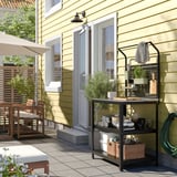 GRILLSKÄR Isola cucina con pannello di fondo, inox/da esterno, 86x61x176 cm